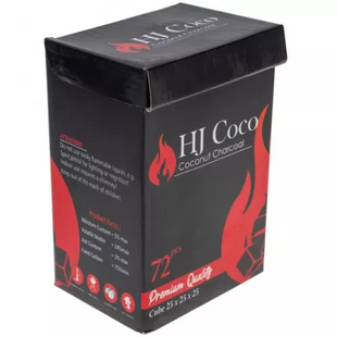 Кокосове вугілля HJ Coco Premium | Картон 1кг 72 шт 25*25*25 мм 32222 фото